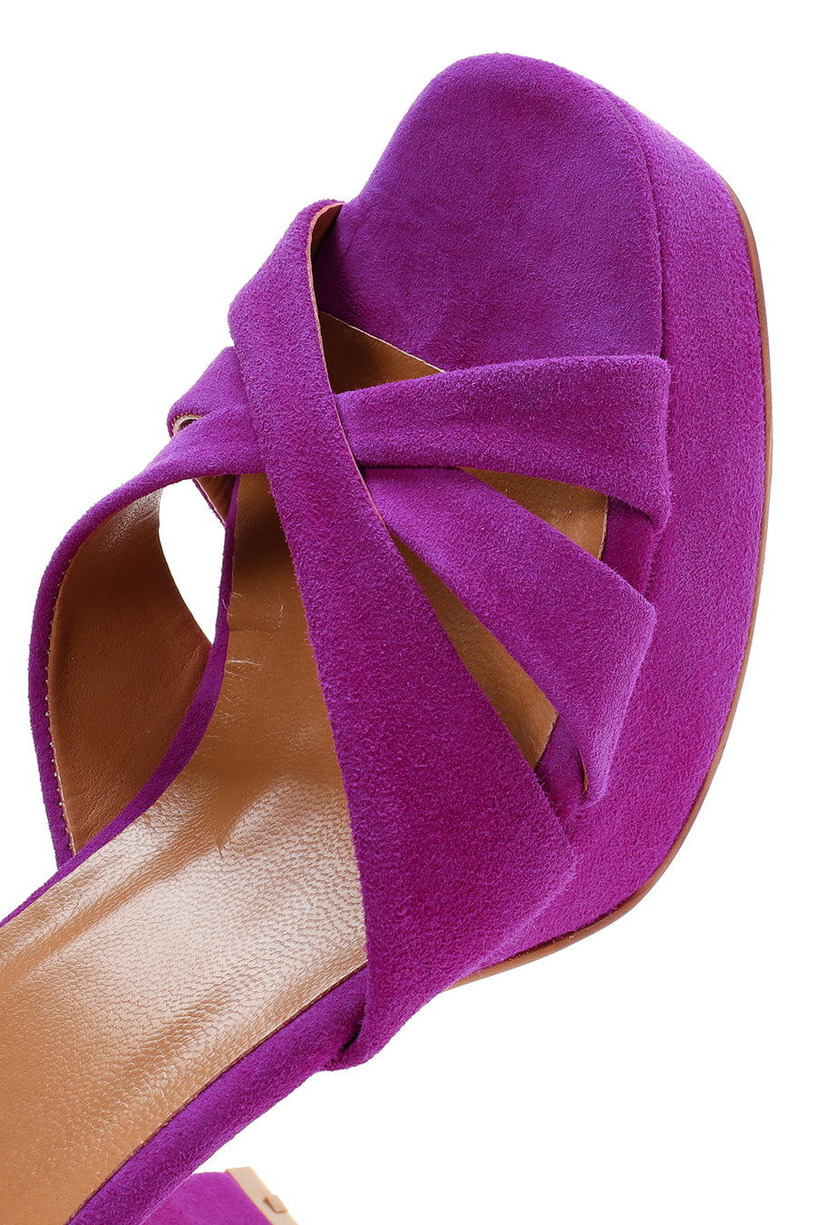 Women's Purple Suede Leather Thick Heeled Platform Sandals