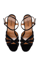 Kadın Siyah Süet Deri Kalın Topuklu Platform Sandalet | Derimod