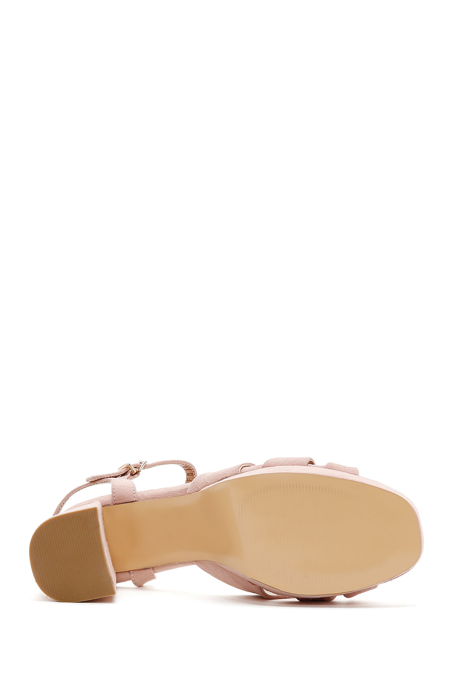 Women's Powder Suede Leather Thick Heeled Platform Sandals