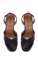 Women's Black Leather Platform Thick Heeled Sandals | Derimod