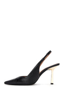 Kadın Siyah Metal Topuklu Arkası Açık Ayakkabı | Derimod