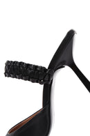 Women's Black Leather Thin Heeled Shoes | Derimod