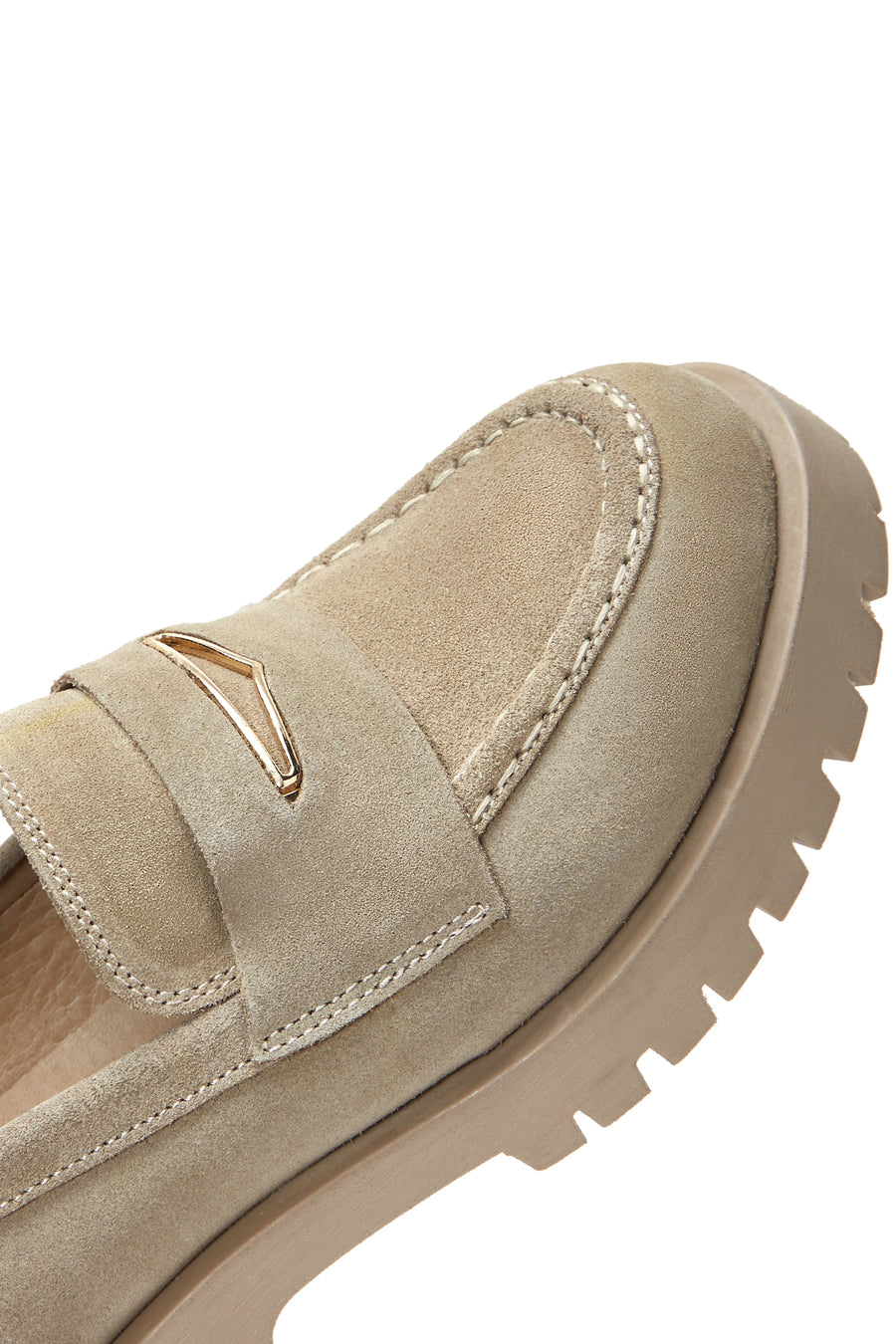 Kadın Bej Süet Deri Maskülen Loafer