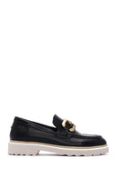 Women's Black Leather Buckle Loafer | Derimod