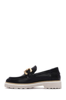 Women's Black Leather Buckle Loafer | Derimod