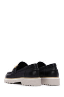 Women's Black Leather Buckle Loafer | Derimod