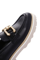 Women's Black Leather Buckle Loafer | Derimod