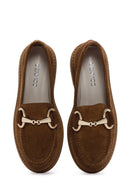 Women's Brown Suede Leather Buckle Loafer | Derimod