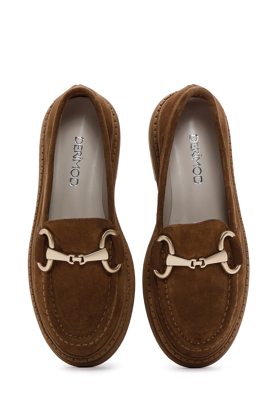 Kadın Taba Süet Deri Tokalı Loafer