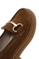 Women's Brown Suede Leather Buckle Loafer | Derimod
