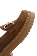 Women's Brown Suede Leather Buckle Loafer | Derimod