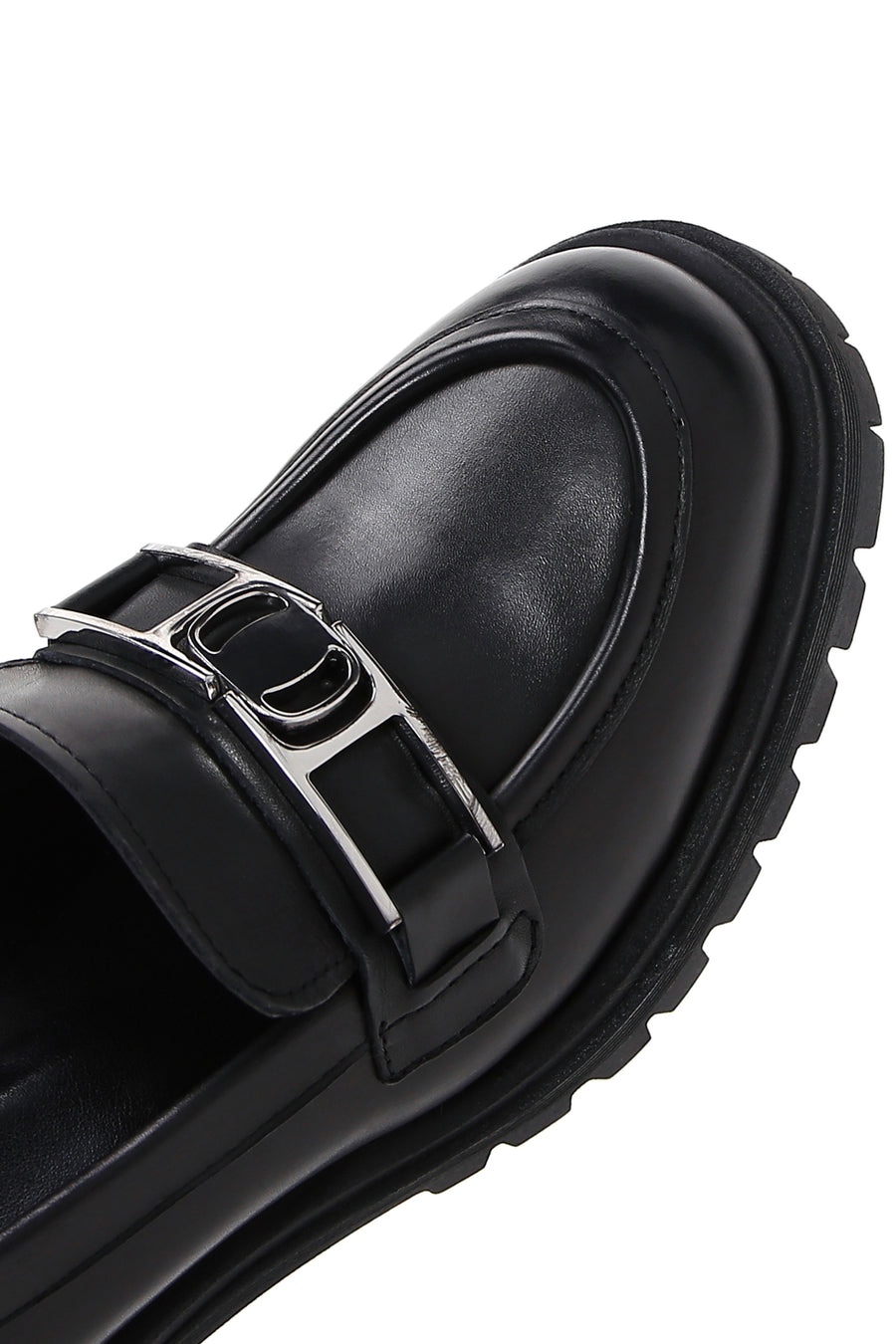 Kadın Siyah Deri Topuklu Loafer