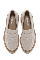 Kadın Bej Süet Deri Kalın Tabanlı Loafer | Derimod