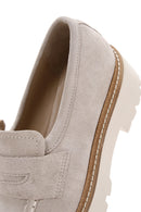 Kadın Bej Süet Deri Kalın Tabanlı Loafer | Derimod