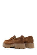Women's Tan Suede Leather Thick Soled Loafer | Derimod