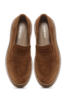 Women's Tan Suede Leather Thick Soled Loafer | Derimod