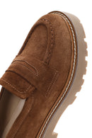 Women's Tan Suede Leather Thick Soled Loafer | Derimod