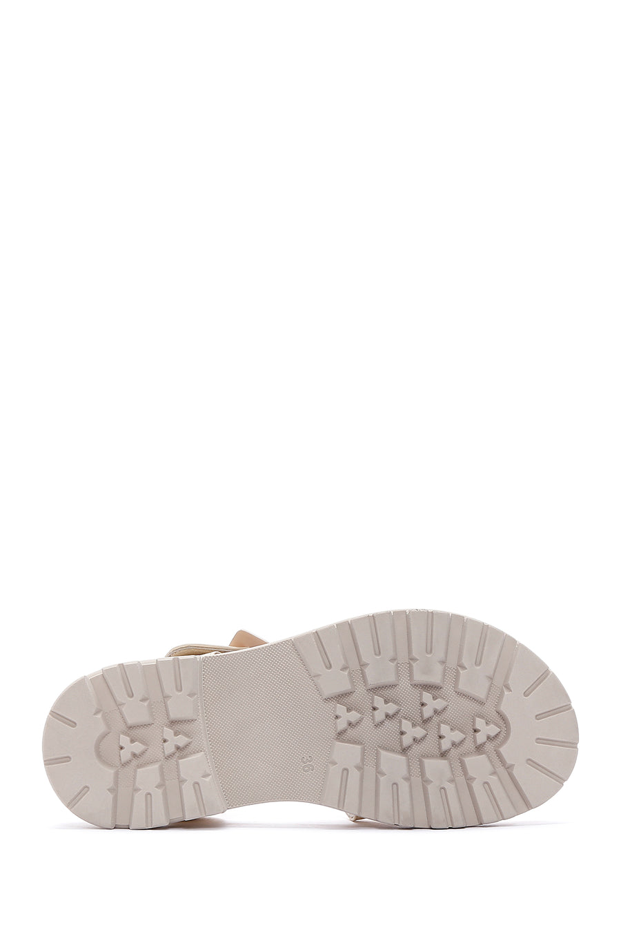 Women's Beige Leather Thick Soled Sandals