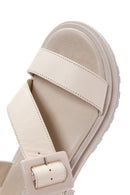 Kadın Bej Deri Kalın Tabanlı Sandalet | Derimod