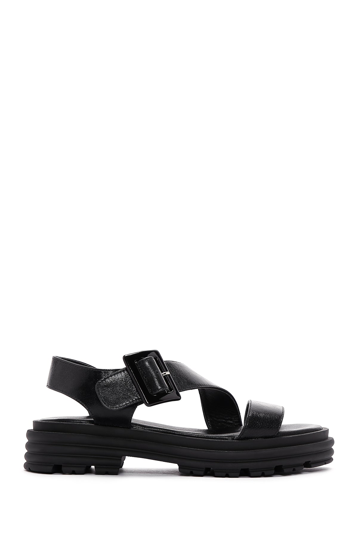 Women's Black Leather Sandals 23SFD200232 | Derimod