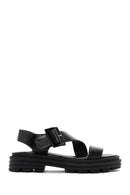 Women's Black Leather Sandals | Derimod