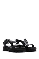 Women's Black Leather Sandals | Derimod