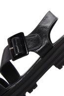 Women's Black Leather Sandals | Derimod