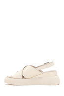Women's Beige Leather Thick Soled Sandals | Derimod