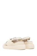 Women's Beige Leather Thick Soled Sandals | Derimod