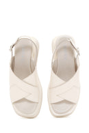 Women's Beige Leather Thick Soled Sandals | Derimod