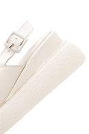 Women's Beige Leather Thick Soled Sandals | Derimod