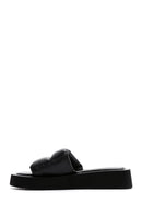 Women's Black Thick-Sole Leather Sandals | Derimod