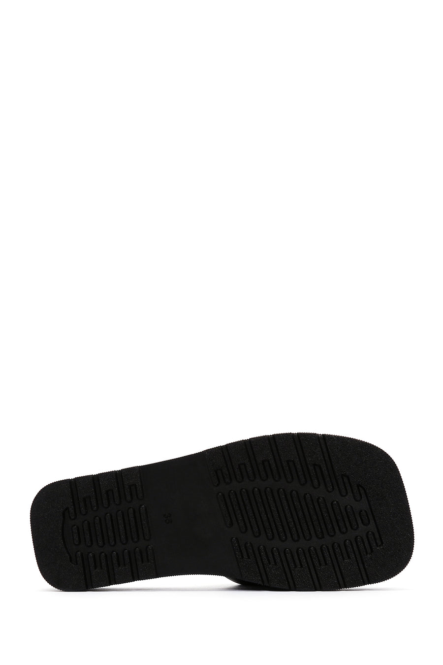 Women's Black Thick-Sole Leather Sandals