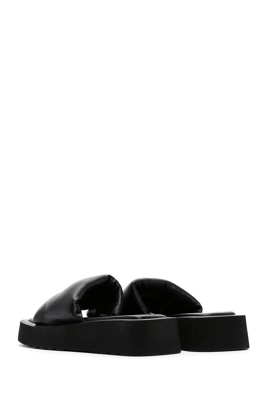 Women's Black Thick-Sole Leather Sandals