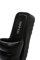 Women's Black Thick-Sole Leather Sandals | Derimod