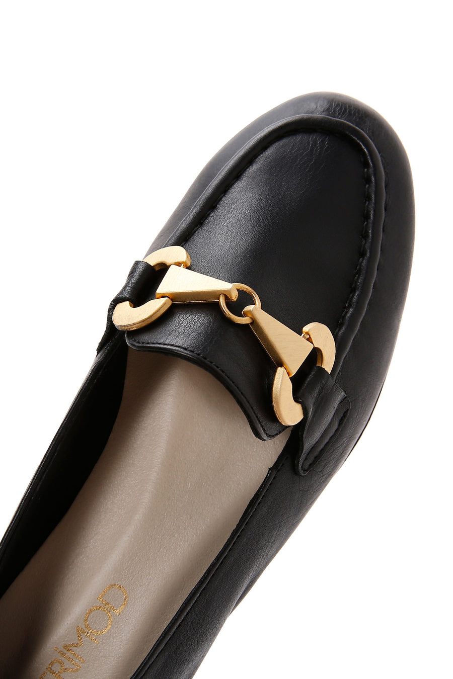 Kadın Siyah Deri Tokalı Klasik Loafer