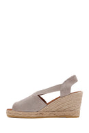 Women's Mink Suede Leather Wedge Heel Espadrille | Derimod