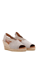 Women's Mink Suede Leather Wedge Heel Espadrille | Derimod