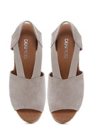 Women's Mink Suede Leather Wedge Heel Espadrille | Derimod