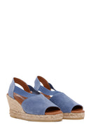 Kadın Lacivert Süet Deri Dolgu Topuk Espadril | Derimod