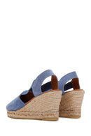 Kadın Lacivert Süet Deri Dolgu Topuk Espadril | Derimod