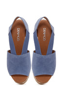 Kadın Lacivert Süet Deri Dolgu Topuk Espadril | Derimod