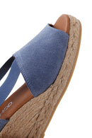 Kadın Lacivert Süet Deri Dolgu Topuk Espadril | Derimod