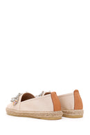 Kadın Bej Taşlı Hasır Taban Espadril | Derimod