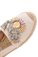 Kadın Bej Taşlı Hasır Taban Espadril | Derimod