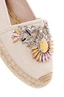 Kadın Bej Taşlı Hasır Taban Espadril | Derimod