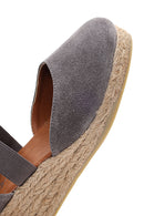 Kadın Vizon Süet Deri Dolgu Topuk Espadril Sandalet | Derimod