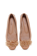 Kadın Bej Deri Taşlı Babet | Derimod