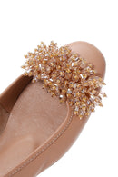 Kadın Bej Deri Taşlı Babet | Derimod