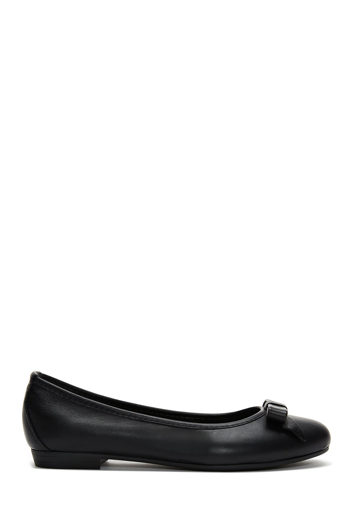 Women's Black Leather Bow Ballerina Ballerinas 23SFD270418 | Derimod